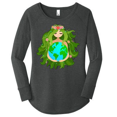 Mother Gaia Earth World Cute Women's Perfect Tri Tunic Long Sleeve Shirt