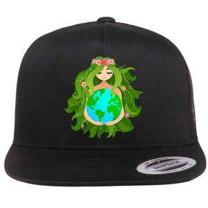 Mother Gaia Earth World Cute Flat Bill Trucker Hat