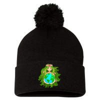 Mother Gaia Earth World Cute Pom Pom 12in Knit Beanie