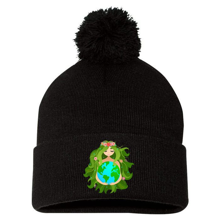 Mother Gaia Earth World Cute Pom Pom 12in Knit Beanie