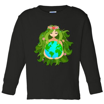 Mother Gaia Earth World Cute Toddler Long Sleeve Shirt