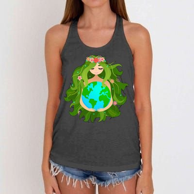Mother Gaia Earth World Cute Women's Knotted Racerback Tank