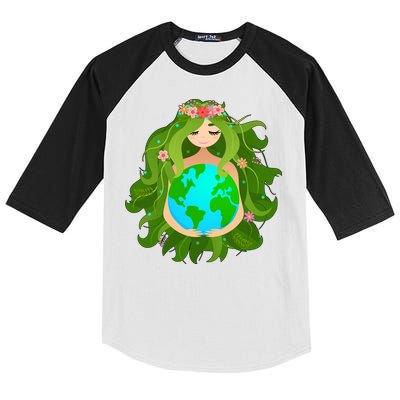 Mother Gaia Earth World Cute Kids Colorblock Raglan Jersey