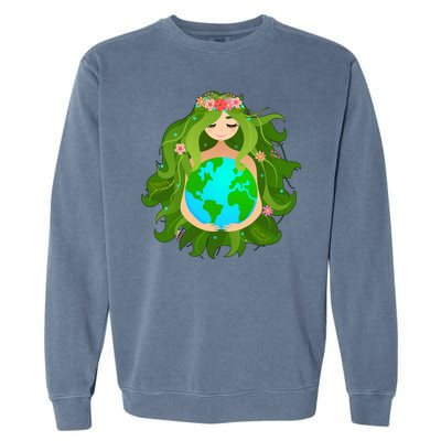 Mother Gaia Earth World Cute Garment-Dyed Sweatshirt