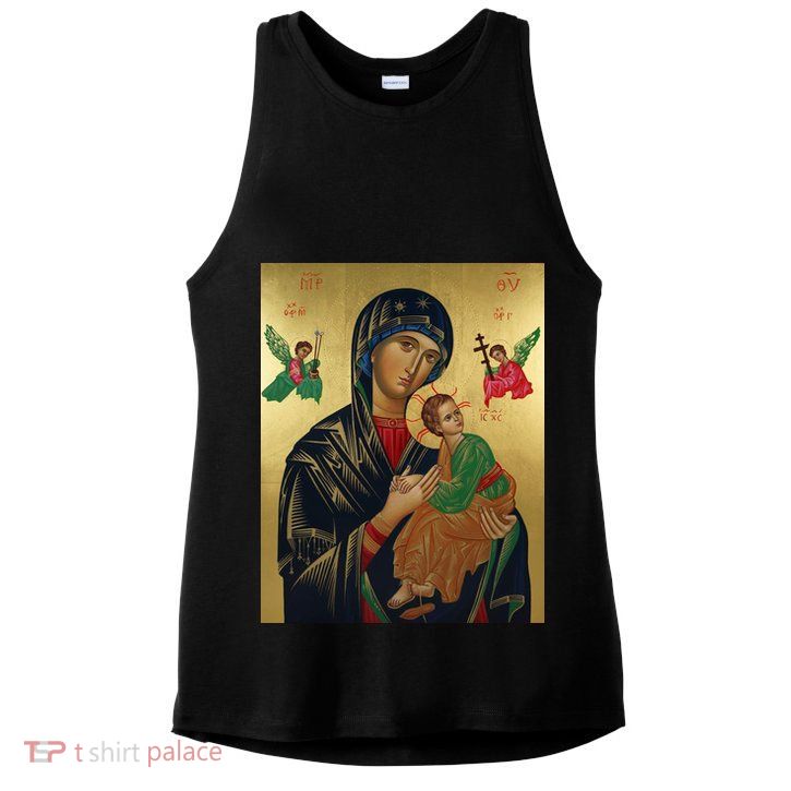 Mother Mary And Jesus Ladies PosiCharge Tri-Blend Wicking Tank