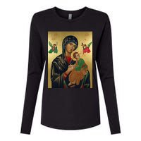 Mother Mary And Jesus Womens Cotton Relaxed Long Sleeve T-Shirt