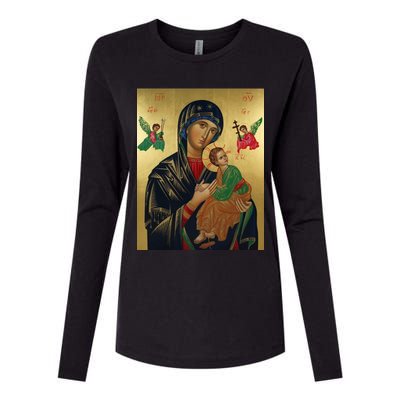 Mother Mary And Jesus Womens Cotton Relaxed Long Sleeve T-Shirt