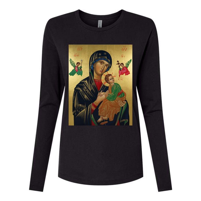 Mother Mary And Jesus Womens Cotton Relaxed Long Sleeve T-Shirt