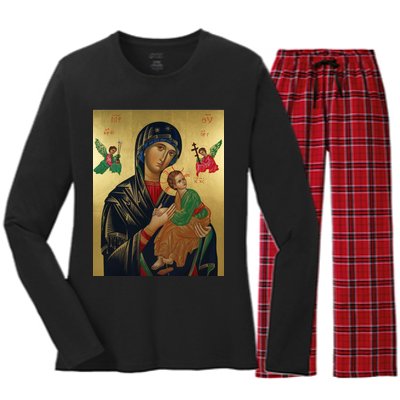 Mother Mary And Jesus Women's Long Sleeve Flannel Pajama Set 