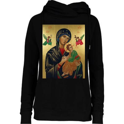 Mother Mary And Jesus Womens Funnel Neck Pullover Hood