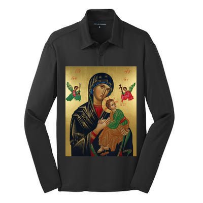 Mother Mary And Jesus Silk Touch Performance Long Sleeve Polo