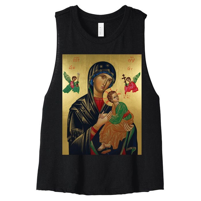 Mother Mary And Jesus Women's Racerback Cropped Tank