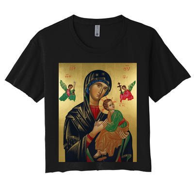 Mother Mary And Jesus Women's Crop Top Tee