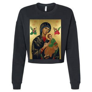 Mother Mary And Jesus Cropped Pullover Crew