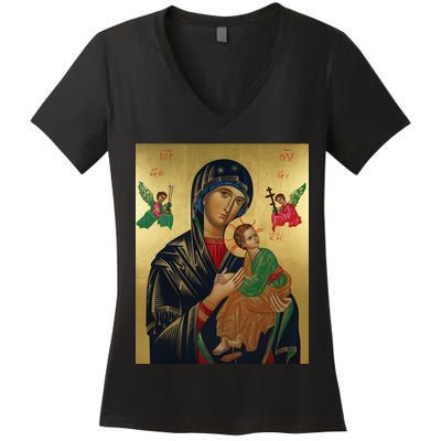 Mother Mary And Jesus Women's V-Neck T-Shirt