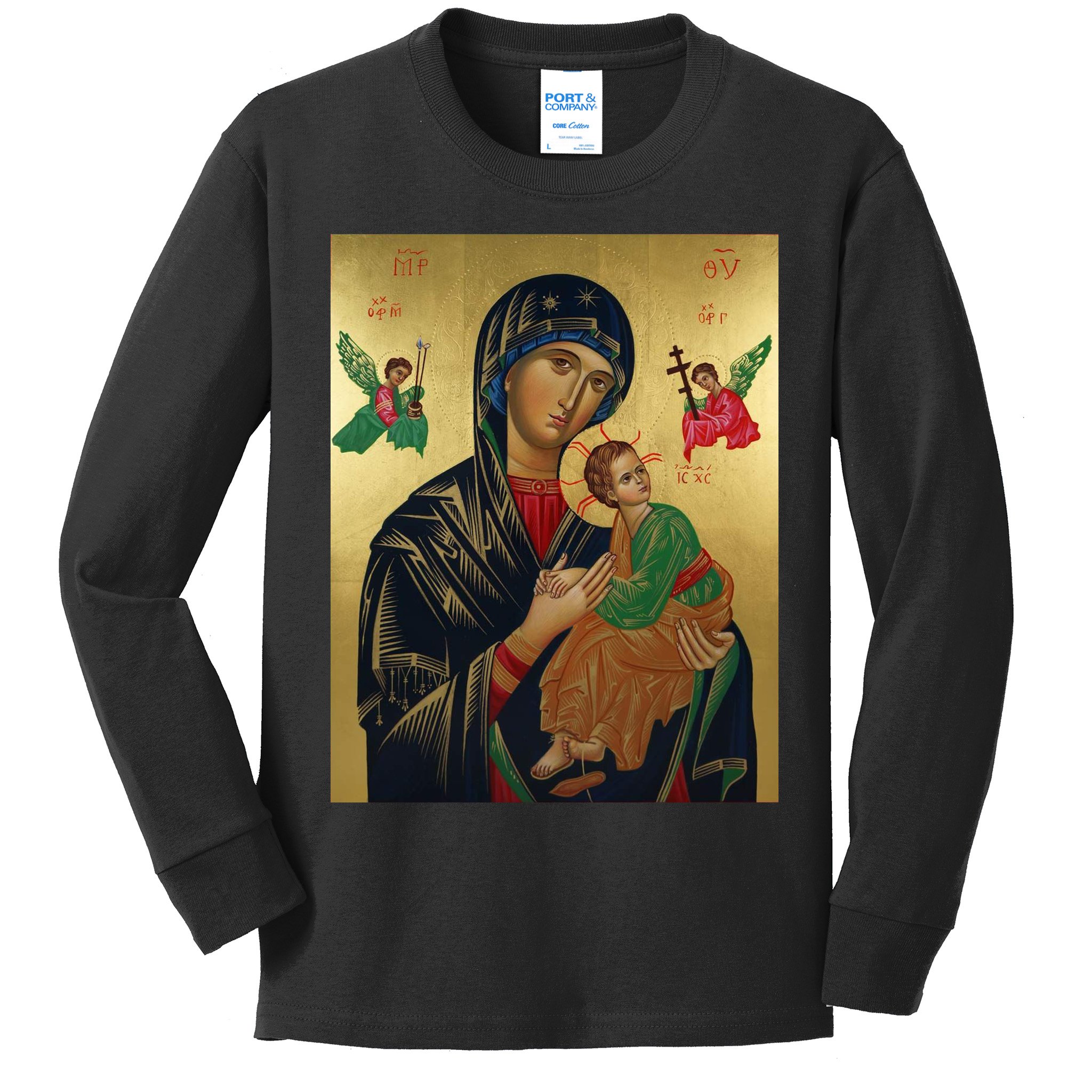 Mother Mary And Jesus Kids Long Sleeve Shirt
