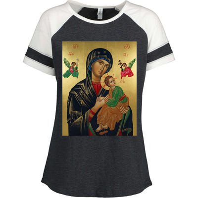 Mother Mary And Jesus Enza Ladies Jersey Colorblock Tee