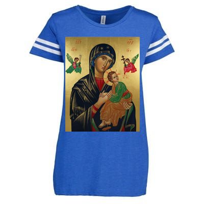 Mother Mary And Jesus Enza Ladies Jersey Football T-Shirt