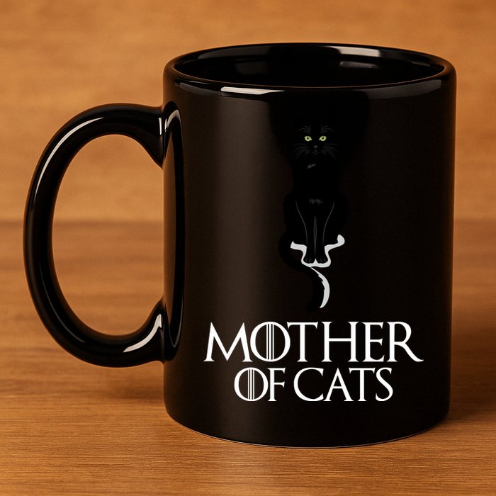 Mother of Cats Funny Cat Lover 11oz C Handle Ceramic Mug