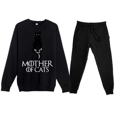 Mother of Cats Funny Cat Lover Premium Crewneck Sweatsuit Set