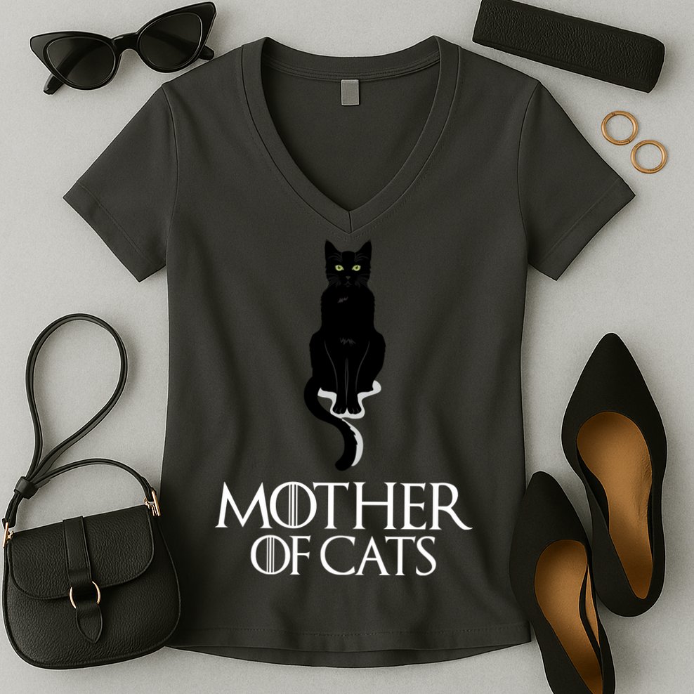 Mother of Cats Funny Cat Lover Women's V-Neck T-Shirt