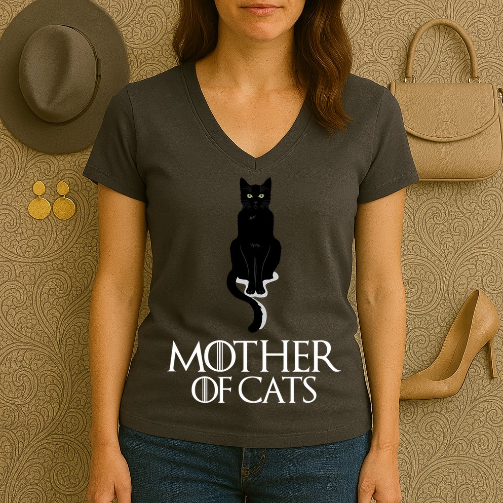 Mother of Cats Funny Cat Lover Women's V-Neck T-Shirt