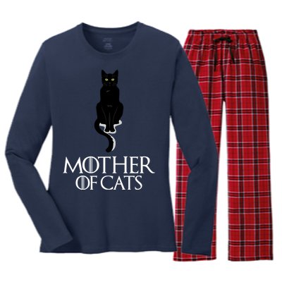 Mother of Cats Funny Cat Lover Women's Long Sleeve Flannel Pajama Set 