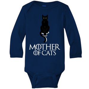 Mother of Cats Funny Cat Lover Baby Long Sleeve Bodysuit