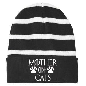 Mother Of Cats Meme Striped Beanie with Solid Band