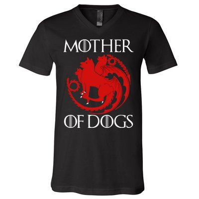 Mother Of Dogs Emblem V-Neck T-Shirt