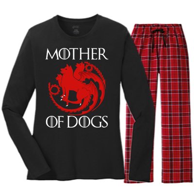 Mother Of Dogs Emblem Women's Long Sleeve Flannel Pajama Set 