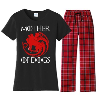 Mother Of Dogs Emblem Women's Flannel Pajama Set