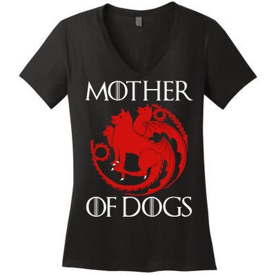 Mother Of Dogs Emblem Women's V-Neck T-Shirt