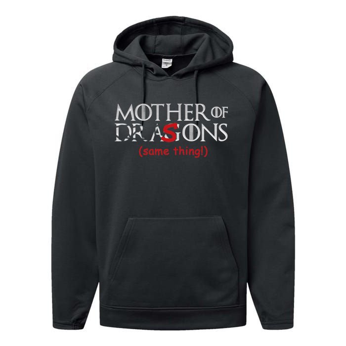 Mother Of Dragons Sons Same Thing Performance Fleece Hoodie