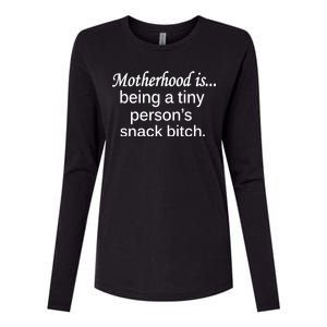 Motherhood Is Being A Tiny Person's Snack Womens Cotton Relaxed Long Sleeve T-Shirt