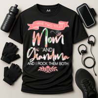 Mother's Day I Have Two Title Mom And Grandma Cooling Performance Crew T-Shirt