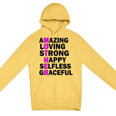 Mother's Day Quote Amazing Loving Strong Happy Premium Pullover Hoodie