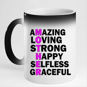 Mother's Day Quote Amazing Loving Strong Happy 11oz Black Color Changing Mug