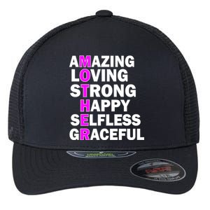 Mother's Day Quote Amazing Loving Strong Happy Flexfit Unipanel Trucker Cap