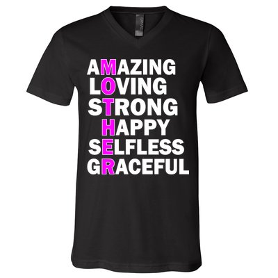 Mother's Day Quote Amazing Loving Strong Happy V-Neck T-Shirt