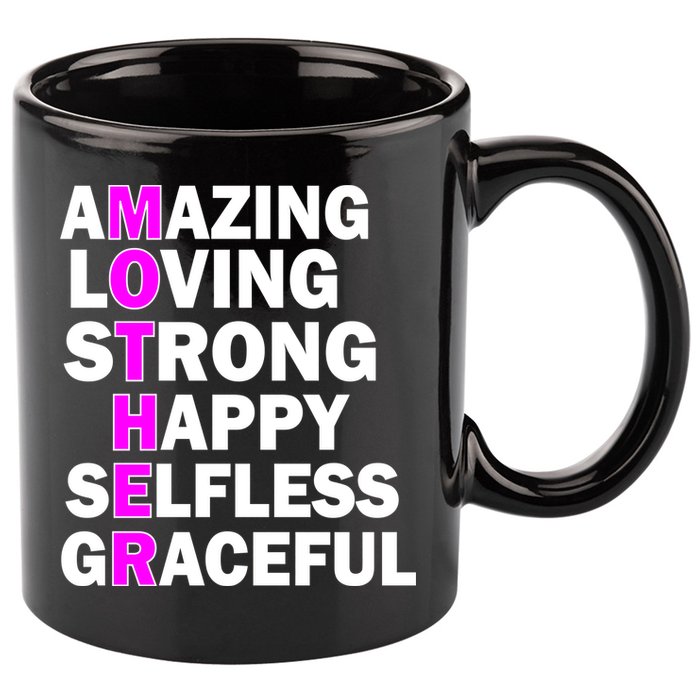 Mother's Day Quote Amazing Loving Strong Happy 11oz C Handle Ceramic Mug