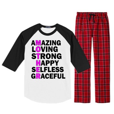 Mother's Day Quote Amazing Loving Strong Happy Raglan Sleeve Pajama Set