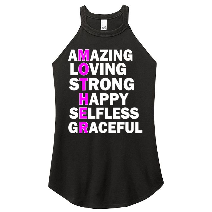 Mother's Day Quote Amazing Loving Strong Happy Women's Perfect Tri Rocker Tank