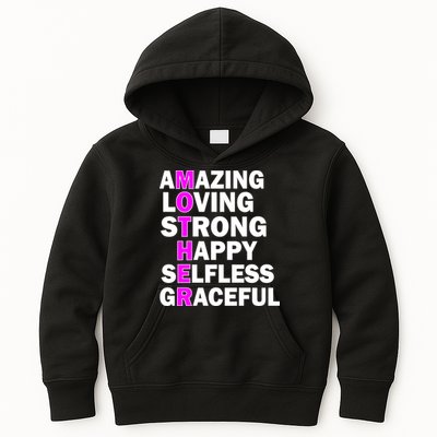 Mother's Day Quote Amazing Loving Strong Happy Kids Hoodie