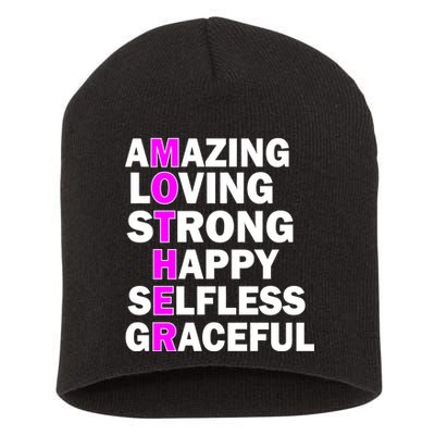 Mother's Day Quote Amazing Loving Strong Happy Short Acrylic Beanie