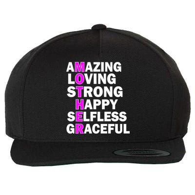 Mother's Day Quote Amazing Loving Strong Happy Wool Snapback Cap