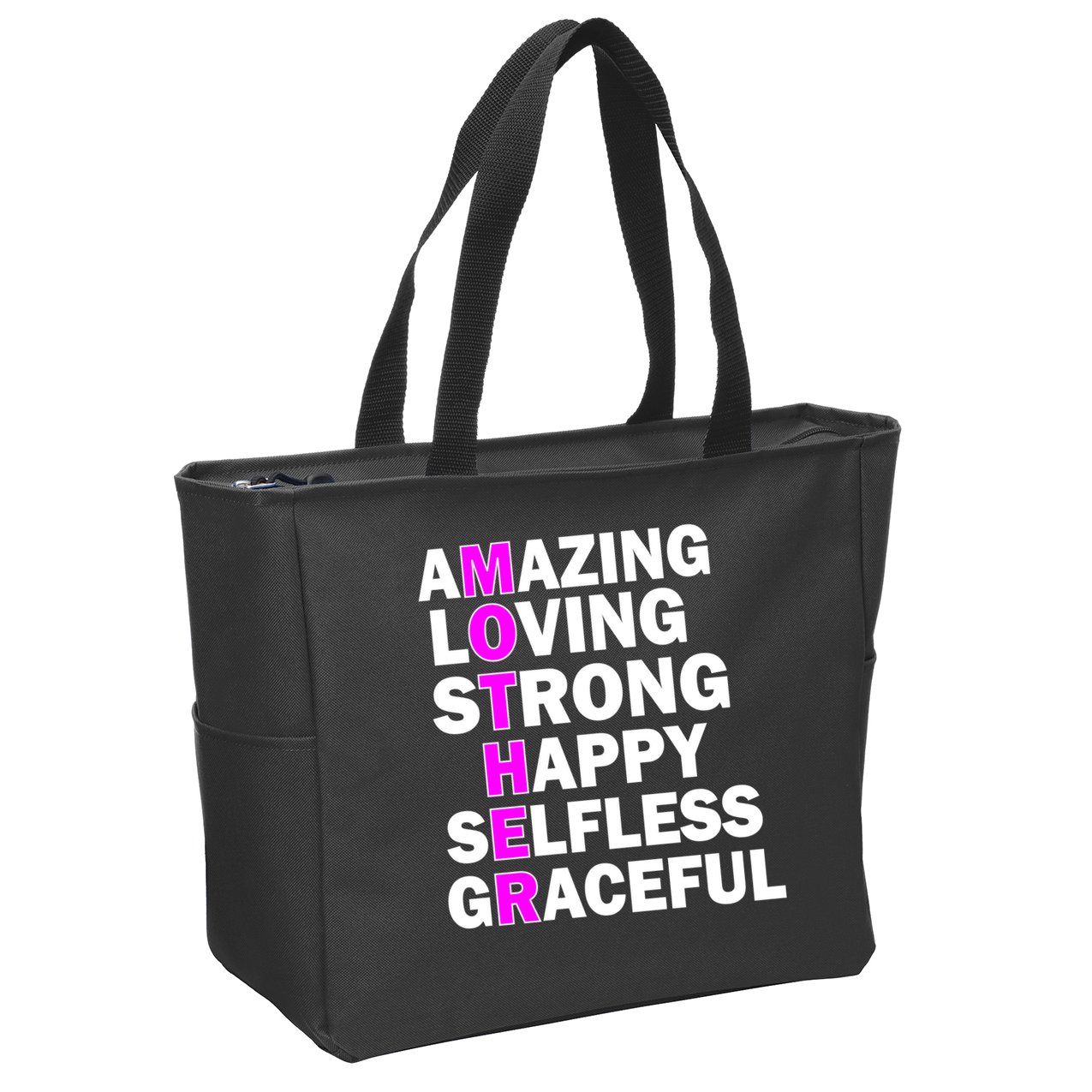 Mother's Day Quote Amazing Loving Strong Happy Zip Tote Bag