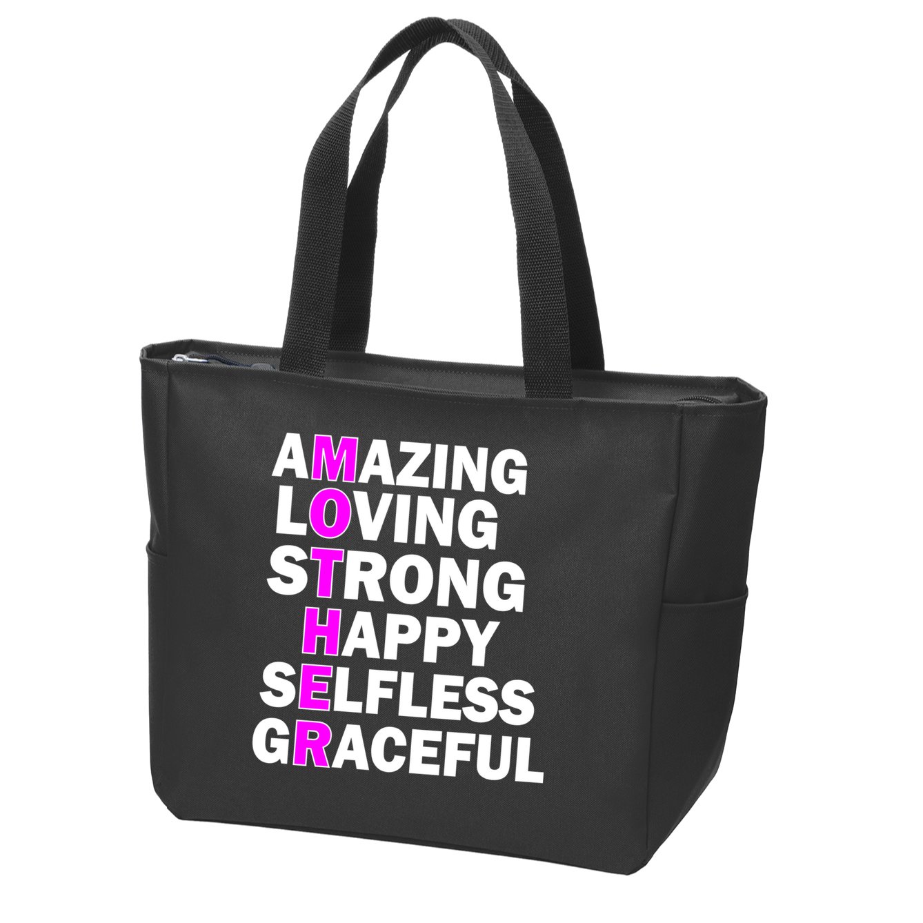 Mother's Day Quote Amazing Loving Strong Happy Zip Tote Bag