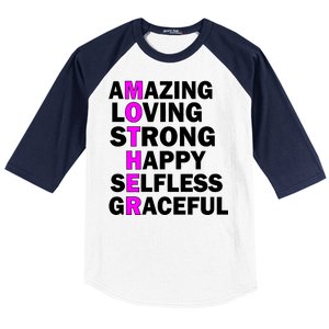 Mother's Day Quote Amazing Loving Strong Happy Baseball Sleeve Shirt