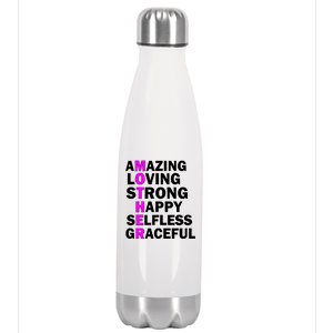 Mother's Day Quote Amazing Loving Strong Happy Stainless Steel Insulated Water Bottle